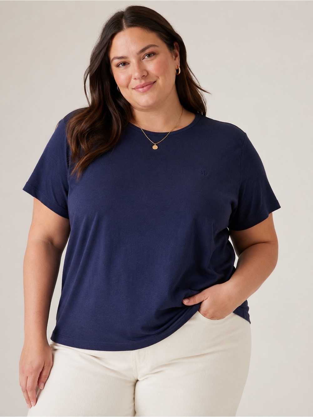 Lauren Ralph Lauren Navy Cotton Tee | Size 2X